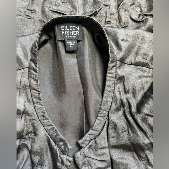 Eileen Fisher Silk Jacket Brown Mandarin Collar 
Size PL - Picture 5 of 8